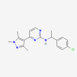 molecular formula C18H20ClN5 B5895617 N-[1-(4-chlorophenyl)ethyl]-4-(1,3,5-trimethyl-1H-pyrazol-4-yl)pyrimidin-2-amine 