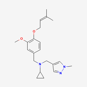 molecular formula C21H29N3O2 B5895662 N-{3-methoxy-4-[(3-methylbut-2-en-1-yl)oxy]benzyl}-N-[(1-methyl-1H-pyrazol-4-yl)methyl]cyclopropanamine 