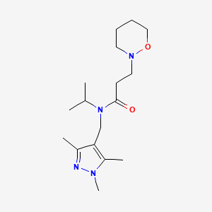 molecular formula C17H30N4O2 B5895902 N-isopropyl-3-(1,2-oxazinan-2-yl)-N-[(1,3,5-trimethyl-1H-pyrazol-4-yl)methyl]propanamide 