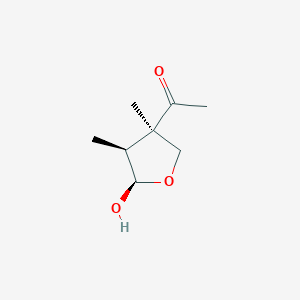 molecular formula C8H14O3 B589593 Ethanone, 1-(tetrahydro-5-hydroxy-3,4-dimethyl-3-furanyl)-, [3R-(3alpha,4beta,5beta)]- CAS No. 150097-20-4
