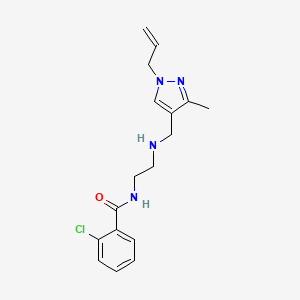 molecular formula C17H21ClN4O B5895978 N-(2-{[(1-allyl-3-methyl-1H-pyrazol-4-yl)methyl]amino}ethyl)-2-chlorobenzamide 