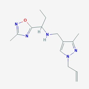 molecular formula C14H21N5O B5895996 N-[(1-allyl-3-methyl-1H-pyrazol-4-yl)methyl]-1-(3-methyl-1,2,4-oxadiazol-5-yl)propan-1-amine 