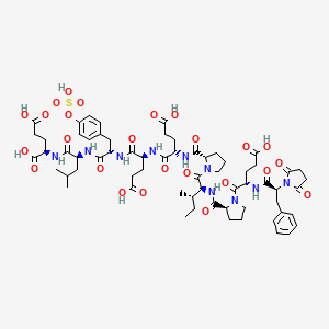 molecular formula C64H86N10O25S B589611 Succinyl-(Pro58,D-Glu65)-Hirudin (56-65) (sulfated) 