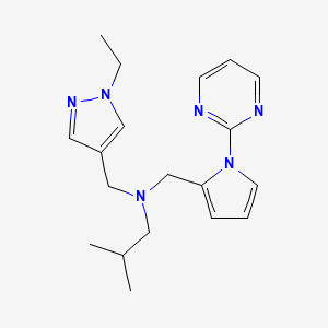 molecular formula C19H26N6 B5896178 N-[(1-ethyl-1H-pyrazol-4-yl)methyl]-2-methyl-N-[(1-pyrimidin-2-yl-1H-pyrrol-2-yl)methyl]propan-1-amine 