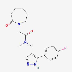 molecular formula C19H23FN4O2 B5896254 N-{[5-(4-fluorophenyl)-1H-pyrazol-4-yl]methyl}-N-methyl-2-(2-oxoazepan-1-yl)acetamide 