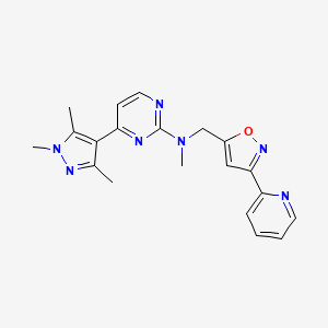 molecular formula C20H21N7O B5896291 N-methyl-N-[(3-pyridin-2-yl-1,2-oxazol-5-yl)methyl]-4-(1,3,5-trimethylpyrazol-4-yl)pyrimidin-2-amine 