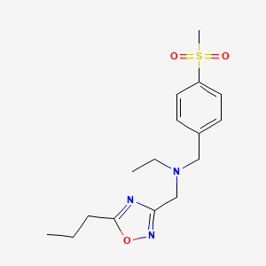 molecular formula C16H23N3O3S B5896305 N-[4-(methylsulfonyl)benzyl]-N-[(5-propyl-1,2,4-oxadiazol-3-yl)methyl]ethanamine 