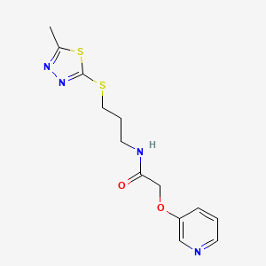 molecular formula C13H16N4O2S2 B5896307 N-{3-[(5-methyl-1,3,4-thiadiazol-2-yl)thio]propyl}-2-(pyridin-3-yloxy)acetamide 