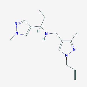 molecular formula C15H23N5 B5896332 N-[(1-allyl-3-methyl-1H-pyrazol-4-yl)methyl]-1-(1-methyl-1H-pyrazol-4-yl)propan-1-amine 