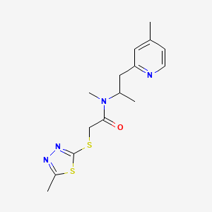molecular formula C15H20N4OS2 B5896376 N-methyl-N-[1-methyl-2-(4-methylpyridin-2-yl)ethyl]-2-[(5-methyl-1,3,4-thiadiazol-2-yl)thio]acetamide 