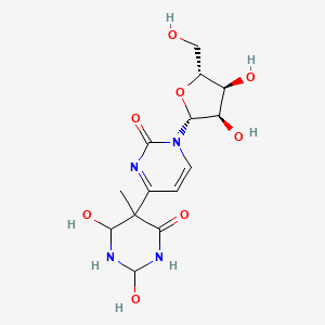 B589644 1-beta-D-Ribofuranosyl-4-(tetrahydro-2,4-dihydroxy-5-methyl-6-oxo-5-pyrimidinyl)-2(1H)-pyrimidinone CAS No. 149129-24-8