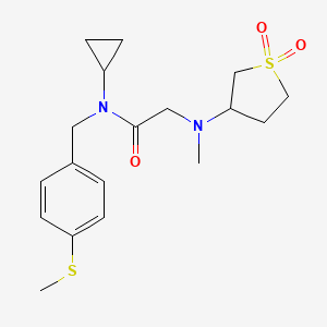 molecular formula C18H26N2O3S2 B5896502 N-cyclopropyl-2-[(1,1-dioxidotetrahydro-3-thienyl)(methyl)amino]-N-[4-(methylthio)benzyl]acetamide 