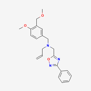 molecular formula C22H25N3O3 B5897036 N-[4-methoxy-3-(methoxymethyl)benzyl]-N-[(3-phenyl-1,2,4-oxadiazol-5-yl)methyl]prop-2-en-1-amine 
