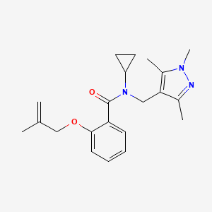 molecular formula C21H27N3O2 B5897054 N-cyclopropyl-2-[(2-methylprop-2-en-1-yl)oxy]-N-[(1,3,5-trimethyl-1H-pyrazol-4-yl)methyl]benzamide 