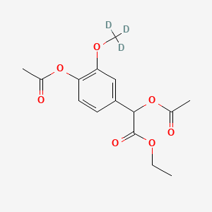 molecular formula C15H18O7 B589707 alpha,4-Di-O-acetyl Vanillylmandelic Acid-d3 Ethyl Ester CAS No. 1330265-93-4