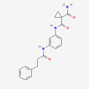 molecular formula C20H21N3O3 B5897096 N~1~-{3-[(3-phenylpropanoyl)amino]phenyl}cyclopropane-1,1-dicarboxamide 