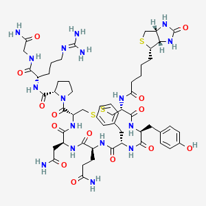 molecular formula C56H79N17O14S3 B589719 biotinyl-Cys(1)-Tyr-Phe-Gln-Asn-Cys(1)-Pro-Arg-Gly-NH2 CAS No. 126703-17-1