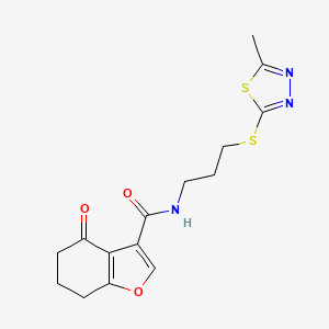 molecular formula C15H17N3O3S2 B5897227 N-{3-[(5-methyl-1,3,4-thiadiazol-2-yl)thio]propyl}-4-oxo-4,5,6,7-tetrahydro-1-benzofuran-3-carboxamide 