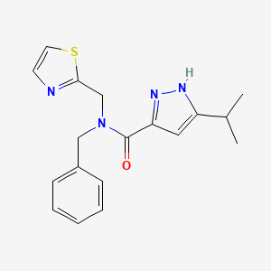 molecular formula C18H20N4OS B5897233 N-benzyl-5-propan-2-yl-N-(1,3-thiazol-2-ylmethyl)-1H-pyrazole-3-carboxamide 