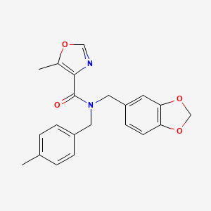 molecular formula C21H20N2O4 B5897272 N-(1,3-benzodioxol-5-ylmethyl)-5-methyl-N-(4-methylbenzyl)-1,3-oxazole-4-carboxamide 