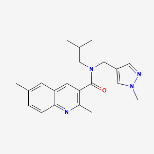 molecular formula C21H26N4O B5897282 N-isobutyl-2,6-dimethyl-N-[(1-methyl-1H-pyrazol-4-yl)methyl]quinoline-3-carboxamide 