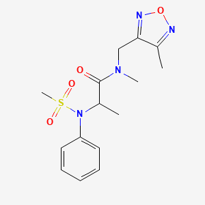 molecular formula C15H20N4O4S B5897345 N-methyl-N-[(4-methyl-1,2,5-oxadiazol-3-yl)methyl]-2-[(methylsulfonyl)(phenyl)amino]propanamide 