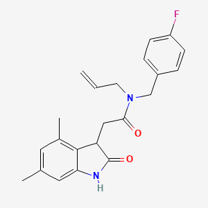 molecular formula C22H23FN2O2 B5897363 N-allyl-2-(4,6-dimethyl-2-oxo-2,3-dihydro-1H-indol-3-yl)-N-(4-fluorobenzyl)acetamide 