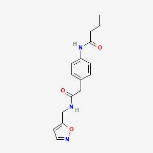 molecular formula C16H19N3O3 B5897387 N-(4-{2-[(isoxazol-5-ylmethyl)amino]-2-oxoethyl}phenyl)butanamide 