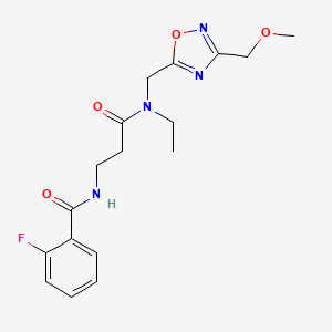 molecular formula C17H21FN4O4 B5897405 N-[3-(ethyl{[3-(methoxymethyl)-1,2,4-oxadiazol-5-yl]methyl}amino)-3-oxopropyl]-2-fluorobenzamide 