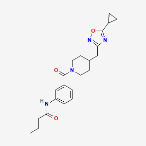 molecular formula C22H28N4O3 B5897415 N-[3-({4-[(5-cyclopropyl-1,2,4-oxadiazol-3-yl)methyl]piperidin-1-yl}carbonyl)phenyl]butanamide 