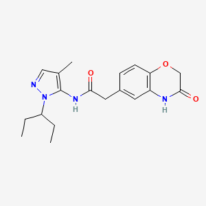 molecular formula C19H24N4O3 B5897452 N-[1-(1-ethylpropyl)-4-methyl-1H-pyrazol-5-yl]-2-(3-oxo-3,4-dihydro-2H-1,4-benzoxazin-6-yl)acetamide 