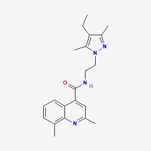 molecular formula C21H26N4O B5897507 N-[2-(4-ethyl-3,5-dimethyl-1H-pyrazol-1-yl)ethyl]-2,8-dimethylquinoline-4-carboxamide 