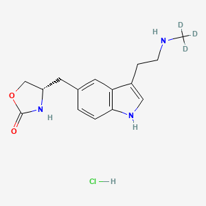 molecular formula C15H20ClN3O2 B589763 N-Desmethyl Zolmitriptan-d3 Hydrochloride CAS No. 1795786-26-3