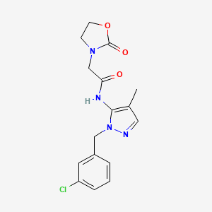 molecular formula C16H17ClN4O3 B5897660 N-[1-(3-chlorobenzyl)-4-methyl-1H-pyrazol-5-yl]-2-(2-oxo-1,3-oxazolidin-3-yl)acetamide 