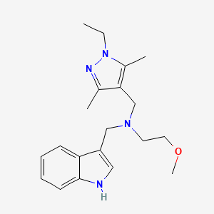 molecular formula C20H28N4O B5897697 N-[(1-ethyl-3,5-dimethyl-1H-pyrazol-4-yl)methyl]-N-(1H-indol-3-ylmethyl)-2-methoxyethanamine 
