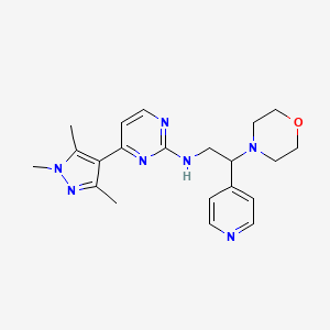 molecular formula C21H27N7O B5897745 N-(2-morpholin-4-yl-2-pyridin-4-ylethyl)-4-(1,3,5-trimethylpyrazol-4-yl)pyrimidin-2-amine 