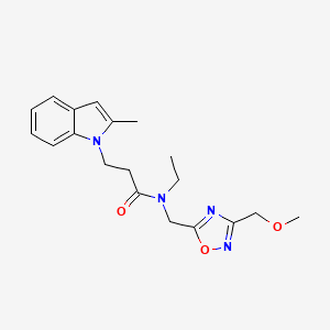 molecular formula C19H24N4O3 B5897811 N-ethyl-N-{[3-(methoxymethyl)-1,2,4-oxadiazol-5-yl]methyl}-3-(2-methyl-1H-indol-1-yl)propanamide 