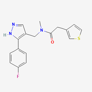 molecular formula C17H16FN3OS B5897839 N-{[5-(4-fluorophenyl)-1H-pyrazol-4-yl]methyl}-N-methyl-2-(3-thienyl)acetamide 