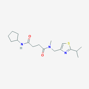 molecular formula C17H27N3O2S B5897960 N'-cyclopentyl-N-[(2-isopropyl-1,3-thiazol-4-yl)methyl]-N-methylsuccinamide 