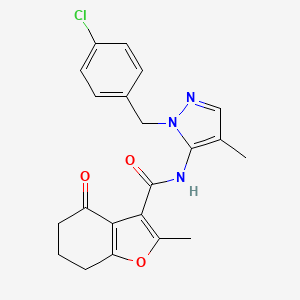 molecular formula C21H20ClN3O3 B5897979 N-[1-(4-chlorobenzyl)-4-methyl-1H-pyrazol-5-yl]-2-methyl-4-oxo-4,5,6,7-tetrahydro-1-benzofuran-3-carboxamide 