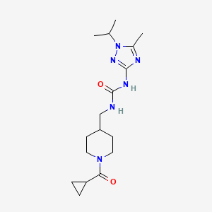 molecular formula C17H28N6O2 B5898111 N-{[1-(cyclopropylcarbonyl)piperidin-4-yl]methyl}-N'-(1-isopropyl-5-methyl-1H-1,2,4-triazol-3-yl)urea 