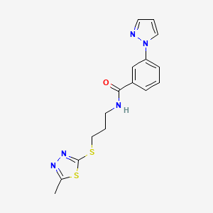molecular formula C16H17N5OS2 B5898129 N-{3-[(5-methyl-1,3,4-thiadiazol-2-yl)thio]propyl}-3-(1H-pyrazol-1-yl)benzamide 