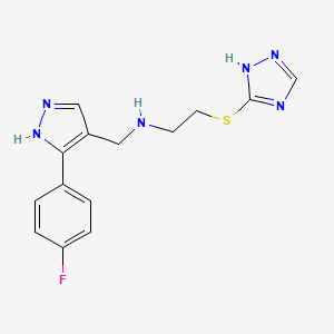 molecular formula C14H15FN6S B5898165 N-[[5-(4-fluorophenyl)-1H-pyrazol-4-yl]methyl]-2-(1H-1,2,4-triazol-5-ylsulfanyl)ethanamine 