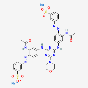 molecular formula C35H32N12Na2O9S2 B589818 disodium;3-[[2-acetamido-4-[[4-[3-acetamido-4-[(3-sulfonatophenyl)diazenyl]anilino]-6-morpholin-4-yl-1,3,5-triazin-2-yl]amino]phenyl]diazenyl]benzenesulfonate CAS No. 130201-55-7
