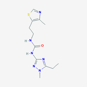 molecular formula C12H18N6OS B5898180 N-(5-ethyl-1-methyl-1H-1,2,4-triazol-3-yl)-N'-[2-(4-methyl-1,3-thiazol-5-yl)ethyl]urea 