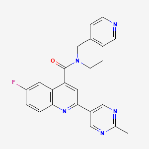 molecular formula C23H20FN5O B5898201 N-ethyl-6-fluoro-2-(2-methylpyrimidin-5-yl)-N-(pyridin-4-ylmethyl)quinoline-4-carboxamide 
