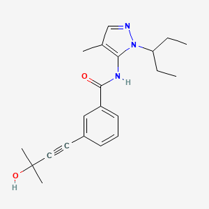 molecular formula C21H27N3O2 B5898229 N-[1-(1-ethylpropyl)-4-methyl-1H-pyrazol-5-yl]-3-(3-hydroxy-3-methylbut-1-yn-1-yl)benzamide 