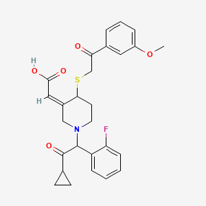 (2Z)-(1-[2-Cyclopropyl-1-(2-fluorophenyl)-2-oxoethyl]-4-{[2-(3-methoxyphenyl)-2-oxoethyl]sulfanyl}piperidin-3-ylidene)acetic acid