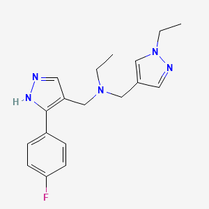 molecular formula C18H22FN5 B5898373 N-[(1-ethylpyrazol-4-yl)methyl]-N-[[5-(4-fluorophenyl)-1H-pyrazol-4-yl]methyl]ethanamine 