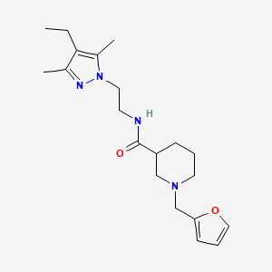 molecular formula C20H30N4O2 B5898789 N-[2-(4-ethyl-3,5-dimethyl-1H-pyrazol-1-yl)ethyl]-1-(2-furylmethyl)piperidine-3-carboxamide 